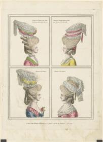 Gallerie des Modes et du Costume Français: Bonnet au Becquot, Bonnet à la Voltaire. C.18