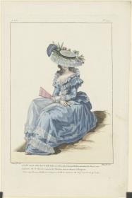 Gallerie des Modes et du Costume Français: La belle réveuse assise dans la belle saison au milieu des Champs Elisées. eee.309