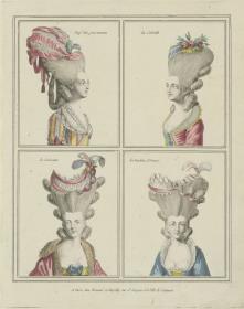 Gallerie des Modes et du Costume Français: Pouf d'un gout nouveau, la Corbeille, le Croissant. B.12