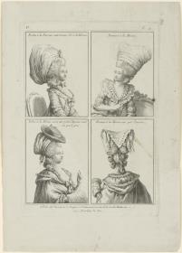 Collection d'Habillement Modernes et galants: Fichu à la Desrues, Bonnet à la Mizza, Fichu à la Mizza