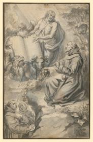 Bernhard von Clairvaux kniet vor dem ihm erscheinenden Christus