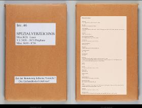 SPEZIALVERZEICHNIS Misc.8624 Lusoi V.I. 3420 - 3671 Pitigliano Misc. 8639 - 8720 (Titel auf nachträglich angefertigtem Umschlag)