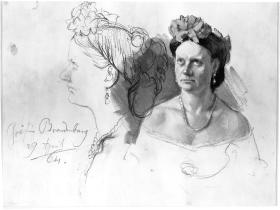 Gräfin Alexandra (Alexandrine) von Brandenburg. Studie zum Gemälde "Krönung Wilhelms I. in Königsberg"