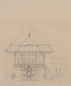 Strassburg, Projekt Villa Schwazmann, Aufriss der Nordwestfassade