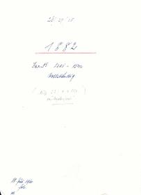 21 26/27/28 1882 Inv.Nr.1201-1542 vollständig (Seite 327 v. r. lks. unbeschriftet)  18. Juli 1960 gez. Sch. [Schönberger, Arno] v.B. [= Erwerbungsjahr 1882: 1201-1542 aus Inventarbuch Sammlung 1882]