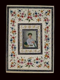 Porträt des Moghulprinzen Mirza Javan Bakht (1749–1788), Rahmen mit Blütendekor