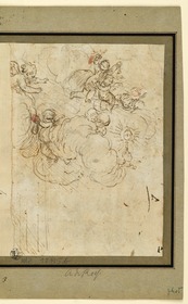 Engel und Cherubine in Wolken, mit Sakrament