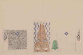 St. Louis, Sommersitz eines Kunstfreundes auf der internationalen Ausstellung, Speisezimmer, Raum 25, Aufriss der Nordwestwand