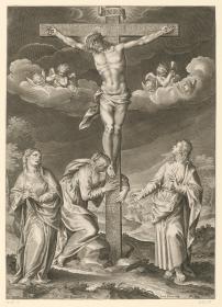 Christus am Kreuz mit Maria, Johannes und Maria Magdalena