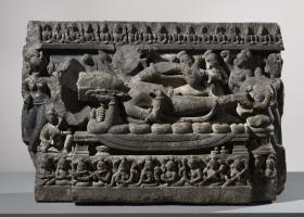 Vishnu im Yoga-Schlaf auf der Weltenschlange Ananta liegend (Vishnu Anantashayin)