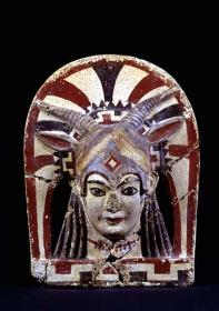 Etrusko-latinischer Stirnziegel: Juno-Sospita-Antefix