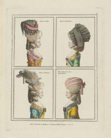 Gallerie des Modes et du Costume Français: Bonnet au Fichu, Bonnet à la Dormeuse, Bonnet à l'Herisson. C.16