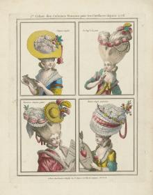 Gallerie des Modes et du Costume Français: Chapeau Anglais, Le Pouf à la puce, Bonnet anglo-américain. E.25