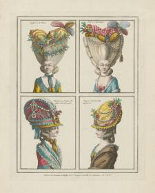Gallerie des Modes et du Costume Français: Coiffure à la Flore, Pouf à l'Asiatique, Chapeau à la Nouvelle Angleterre. E.28