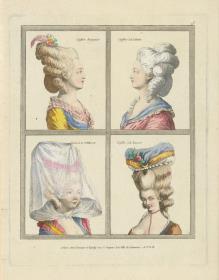 Gallerie des Modes et du Costume Français: Coiffure Bourgeoise, Coiffure à la Colombe, Bonnet à la Pollitinette. C.15