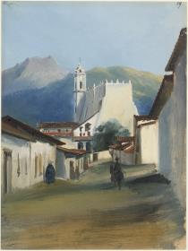 Straße in Jalapa mit Blick auf die Kirche San Francisco
