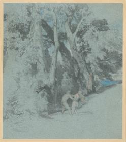 Faun und Nymphe am Waldesrand