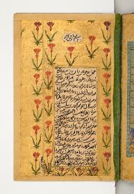 Kalligrafie in Nastaʻlīq, Rahmen mit Blumen