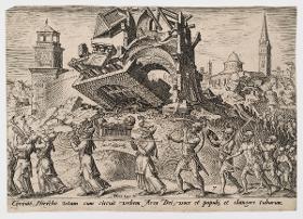 Die Zerstörung Jerichos (Jos 6:12-20), Blatt 7 aus der Folge "Die Unglücke des jüdischen Volkes"