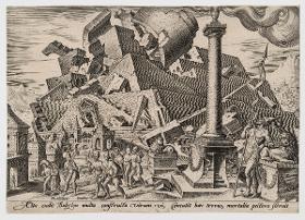 Die Zerstörung des Turms von Babel und die Zerstreuung der Völker (Gen 11:5-9), Blatt 4 aus der Folge "Die Unglücke des jüdischen Volkes"