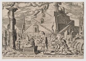 Der Turm zu Babel (Gen 11:4), Blatt 3 aus der Folge "Die Unglücke des jüdischen Volkes"