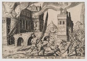 Die Einnahme von Tirza (1 Kön 16:17), Blatt 13 aus der Folge "Die Unglücke des jüdischen Volkes"