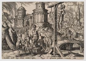 Der König von Ai wird gehängt (Jos 8:29), Blatt 9 aus der Folge "Die Unglücke des jüdischen Volkes"