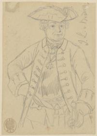 General J.L. von Bredow, Halbfigur en face. Durchzeichnung