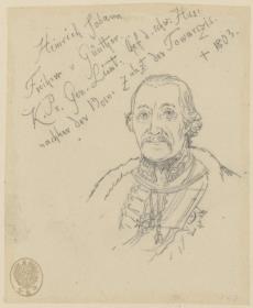 Heinrich Johann Freiherr von Günther, Generalleutnant, Brustbild en face. Durchzeichnung