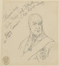 Friedrich Adolf Graf von Kalckreuth, Kommandeur des Regiments Königin-dragoner Nr. 5, Brustbild nach links. Durchzeichnung