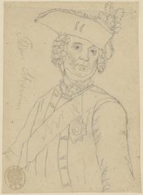Kurt Christoph Graf von Schwerin, Brustbild en face. Durchzeichnung