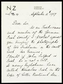 Englischer Brief der Nellie Zerhusen