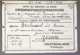 Algerische Kriegsgefangenensendung an Mohamed ait Menca