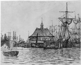 Blick auf das Baumhaus in Hamburg vom Wasser aus
