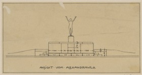Darmstadt, architektonische Fassung des Gottfried -Schwab- Denkmals, Aufriss