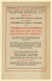 Prospekt zu Thomas von Kempen Die vier Bücher von der Nachfolge Christi