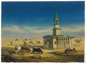 Moschee in der kasachischen Steppe