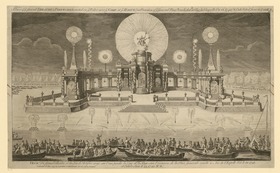 Feuerwerk zum Aachener Frieden in Den Haag 1749
