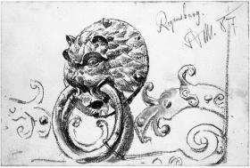 Türklopfer und Eisenbandornament der Obermünsterkirche zu Regensburg