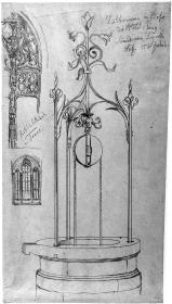 Ziehbrunnen im Hof des Hôtel Cluny in Paris und das Portal und Fenster der Kathedrale von Tours