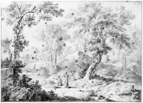 Landschaft (Aussetzung oder Auffindung Moses?)