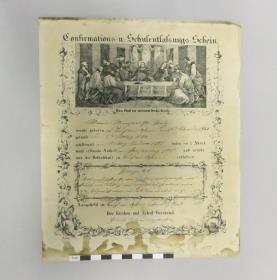 Confirmations- u. Schulentlassungs-Schein für Maria Margareta Walz, Nr. 1