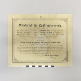 Denkspruch am Confirmationstage für Gustav Julius Keller, 1852, Nr. 35