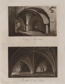 Schloss Marienburg in Preussen. Zwei Motive: a) Ausgang des alten Schlosses / b) Gewölbe im neuen Schloss