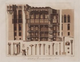 Schloss Marienburg in Preussen. Durchschnitt und Verzierungen des mittleren Schlosses