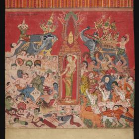 Kosmologische Prachthandschrift Traiphum („Drei Welten“); Buddha-Vita: Māravijaya