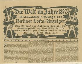 Kopfleiste zu Die Welt im Jahre 1897. Weihnachtsfest-Beilage des Berliner Lokalanzeiger
