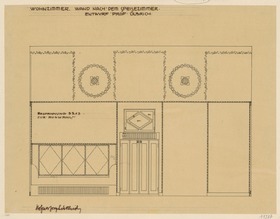 Mailand, Zimmer auf der internationalen Ausstellung, Wohnzimmer, Wandaufriss