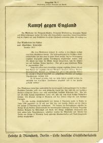 Kriegsblatt Nr. 6 Kampf gegen England