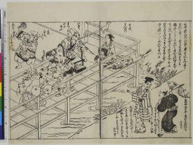 Ebisu, Daikoku und Inari mit einer Kurtisane als Zuschauerin